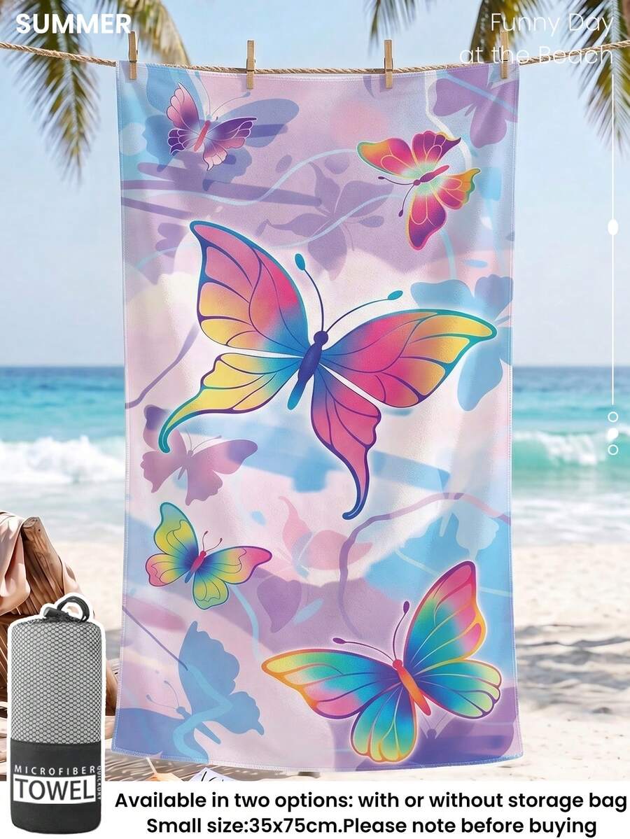 Blue Shell Print Beach Towel, Swimming Towel