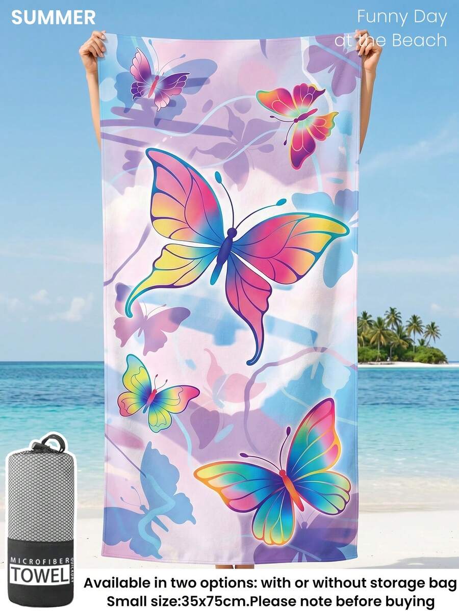 Blue Shell Print Beach Towel, Swimming Towel