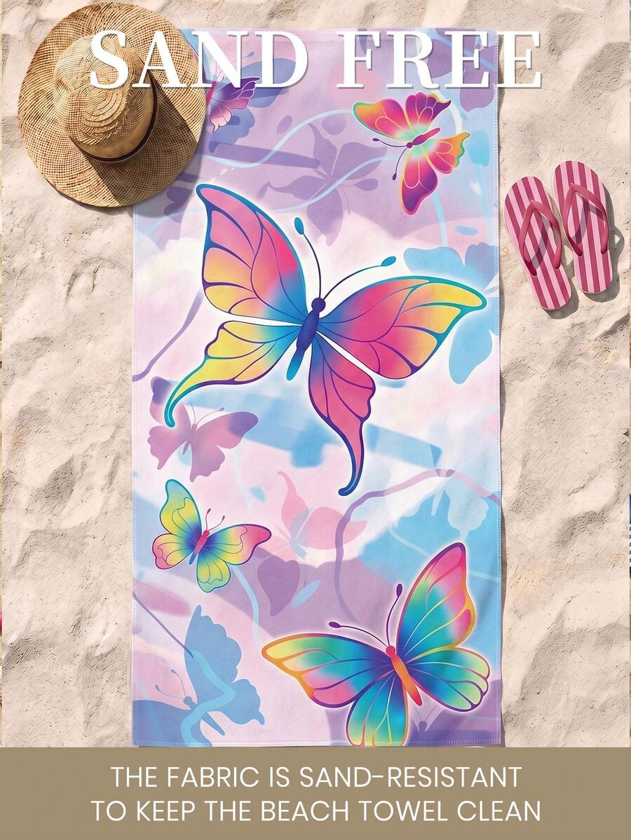 Blue Shell Print Beach Towel, Swimming Towel
