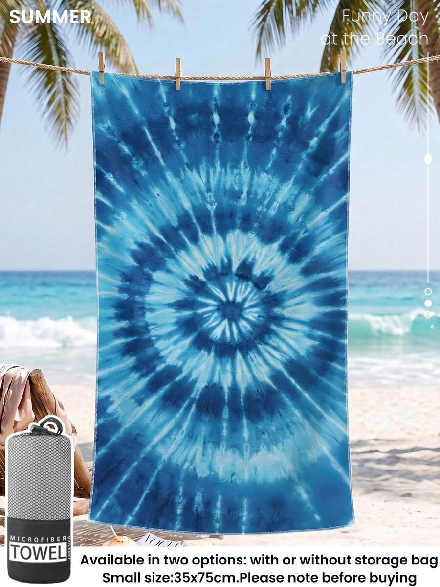 Blue Shell Print Beach Towel, Swimming Towel