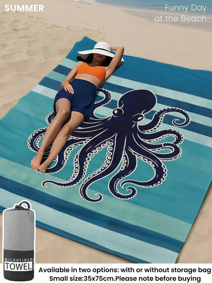 Blue Shell Print Beach Towel, Swimming Towel