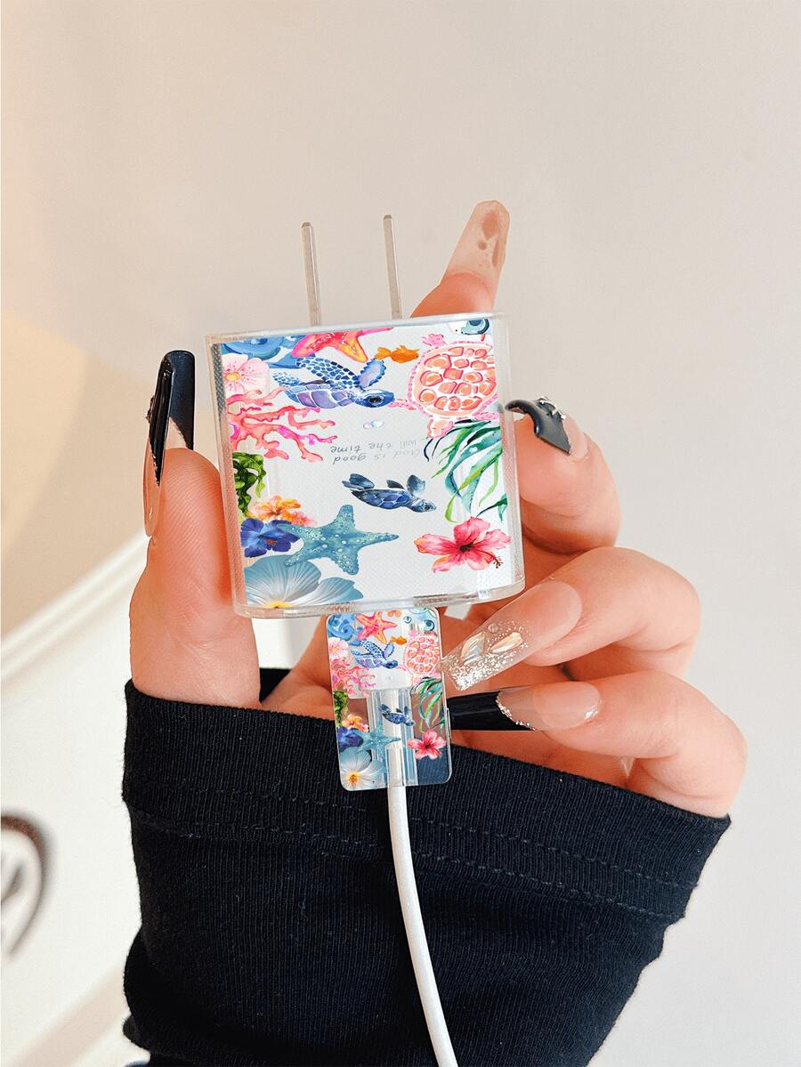 Cute Sea Turtle Design Charger Data Cable Protector Case