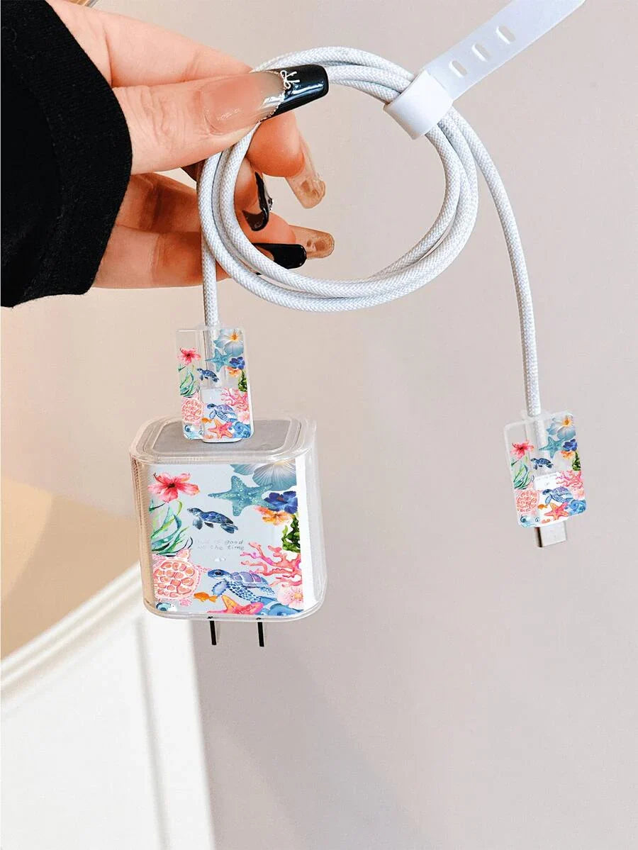 Cute Sea Turtle Design Charger Data Cable Protector Case