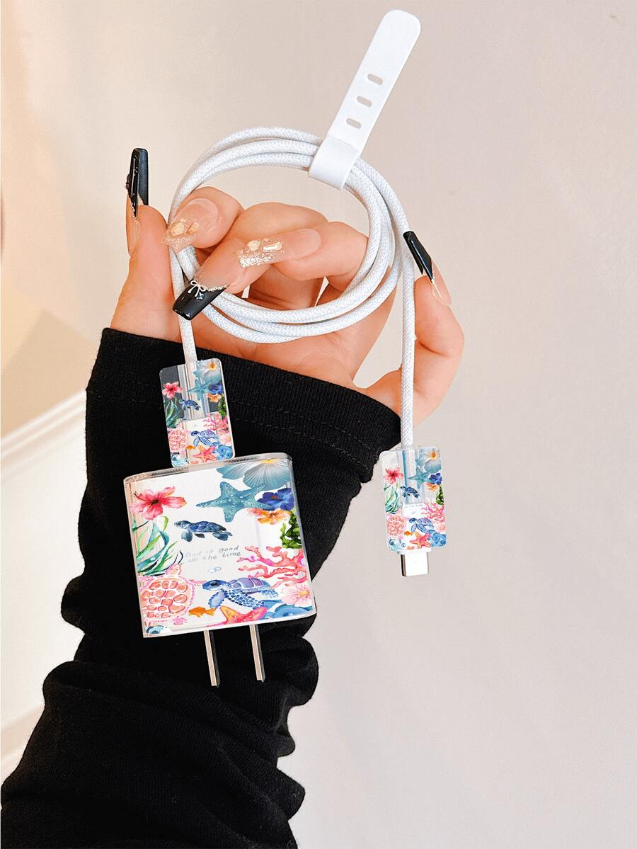 Cute Sea Turtle Design Charger Data Cable Protector Case