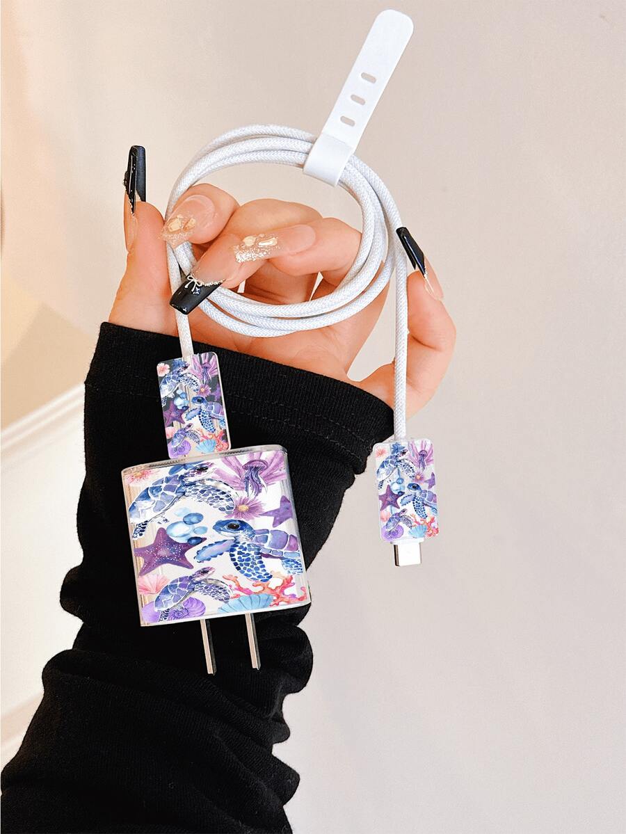 Cute Sea Turtle Design Charger Data Cable Protector Case