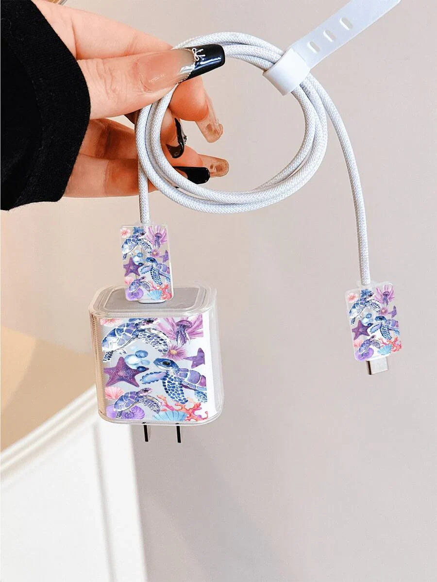 Cute Sea Turtle Design Charger Data Cable Protector Case