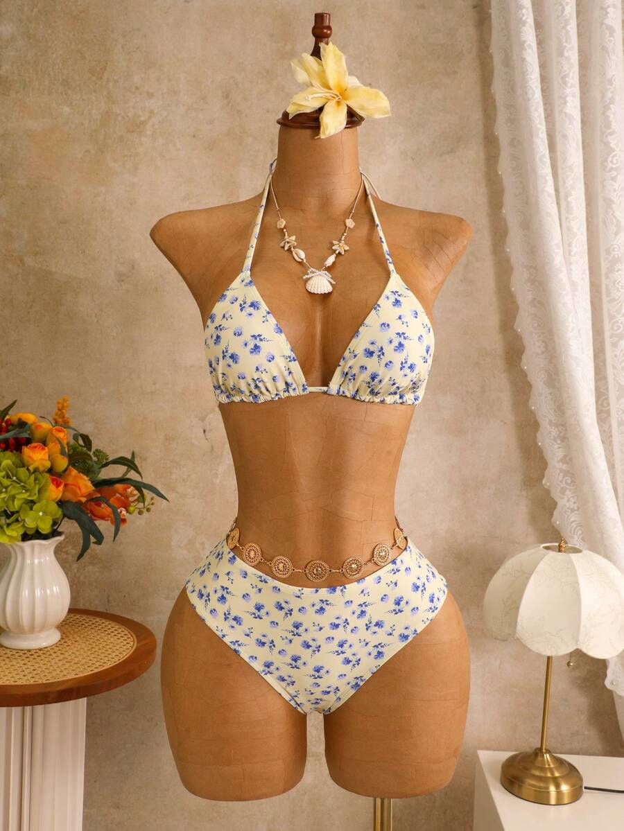 Tie Side Bikini 3-Piece Swimwear For Women