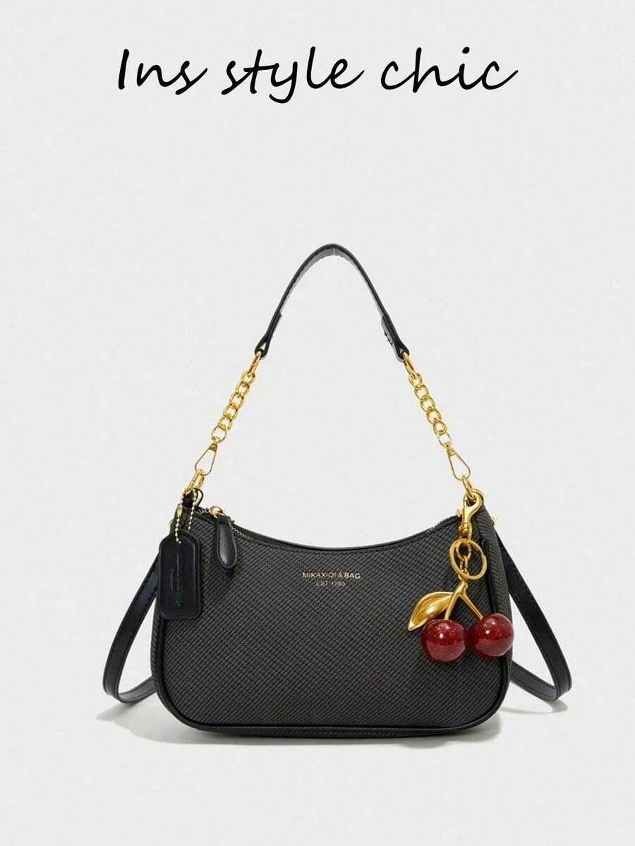 White Ladies' Shoulder Bag Made Of PU Material