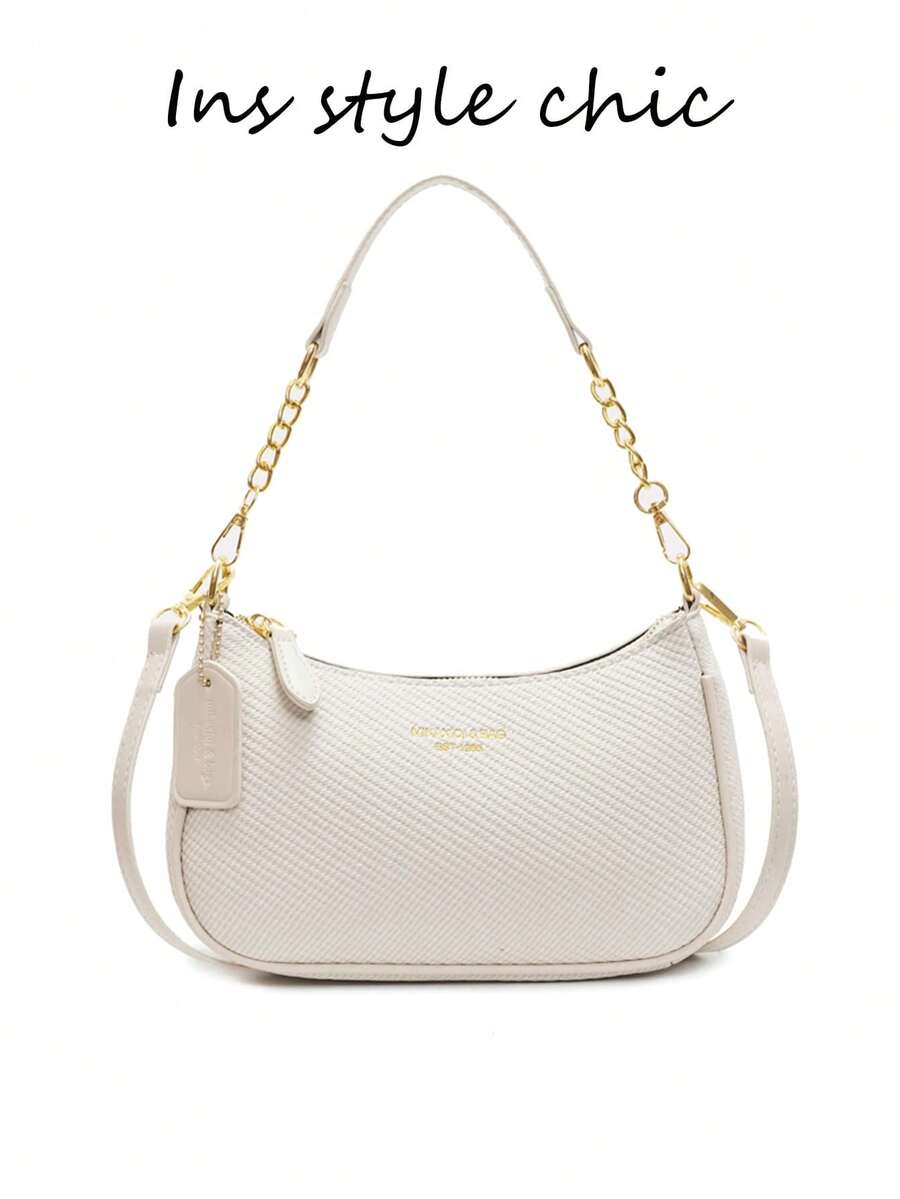 White Ladies' Shoulder Bag Made Of PU Material