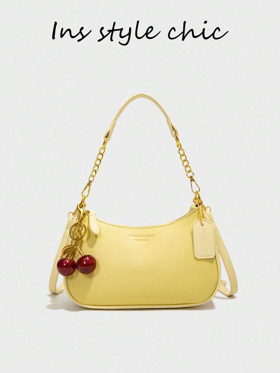 White Ladies' Shoulder Bag Made Of PU Material