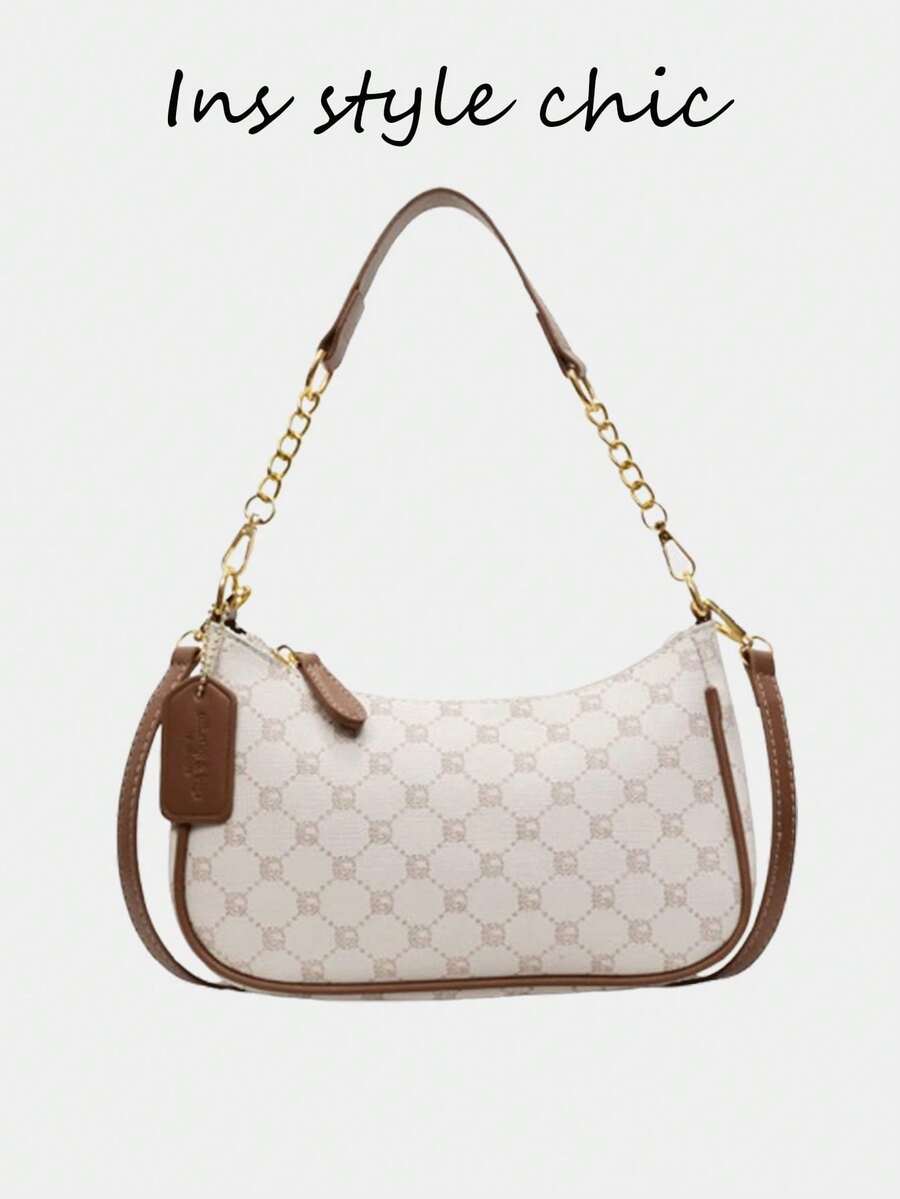 White Ladies' Shoulder Bag Made Of PU Material