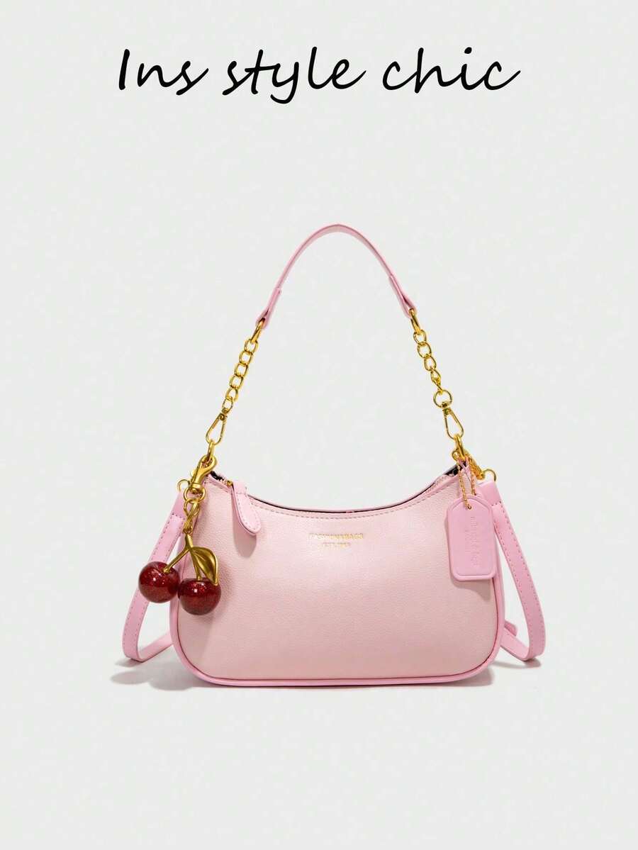 White Ladies' Shoulder Bag Made Of PU Material