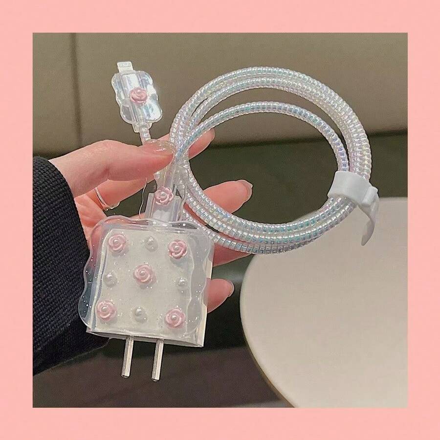 5pcs Cherry Design Charging Cable Protector