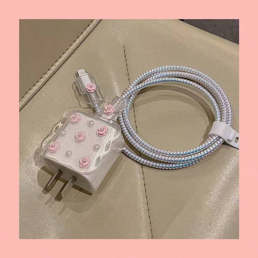 5pcs Cherry Design Charging Cable Protector