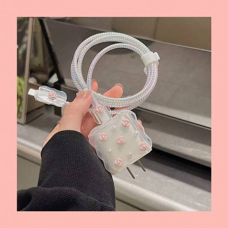 5pcs Cherry Design Charging Cable Protector