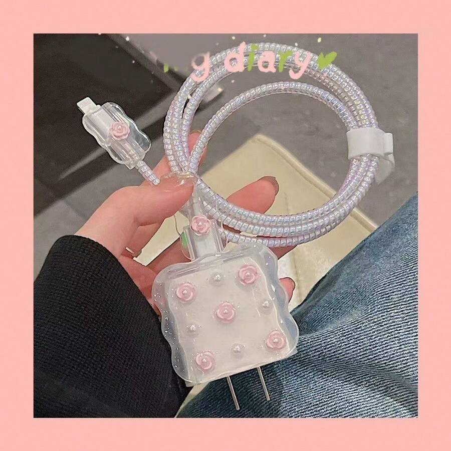 5pcs Cherry Design Charging Cable Protector