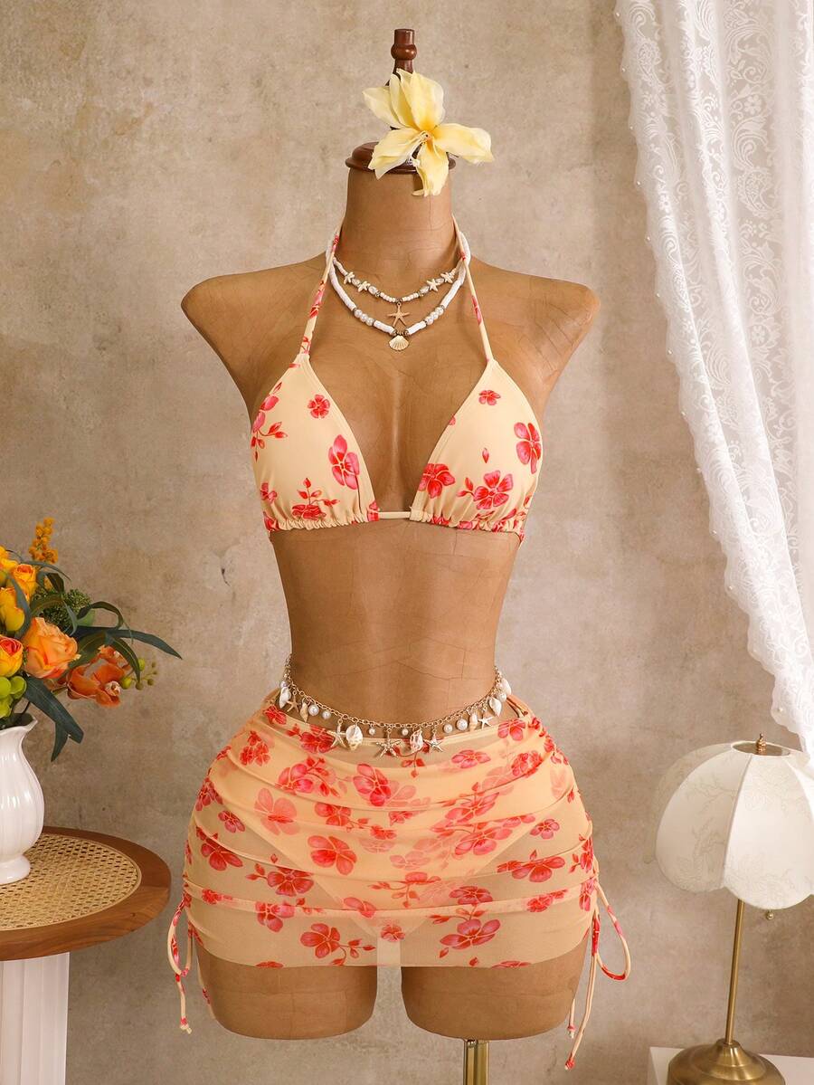 Tie Side Bikini 3-Piece Swimwear For Women