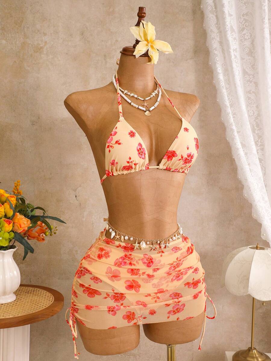 Tie Side Bikini 3-Piece Swimwear For Women