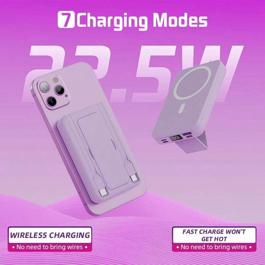 GAWFOLK Pink 10000mAh Power Bank With Stand