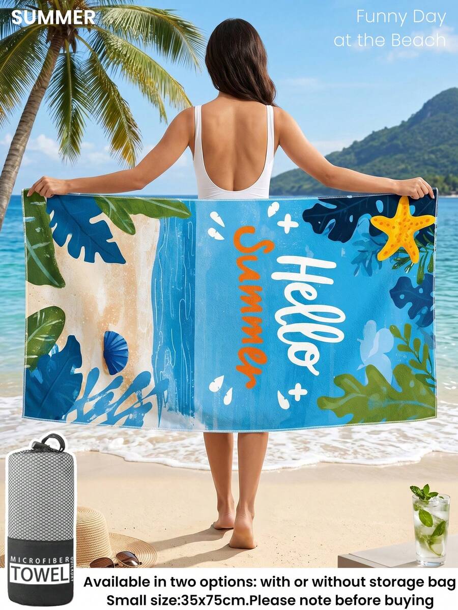 1pc Printed Beach Towel, Summer Fruit Pattern Swimwear