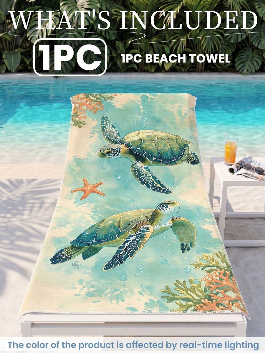 1pc Printed Beach Towel, Summer Fruit Pattern Swimwear