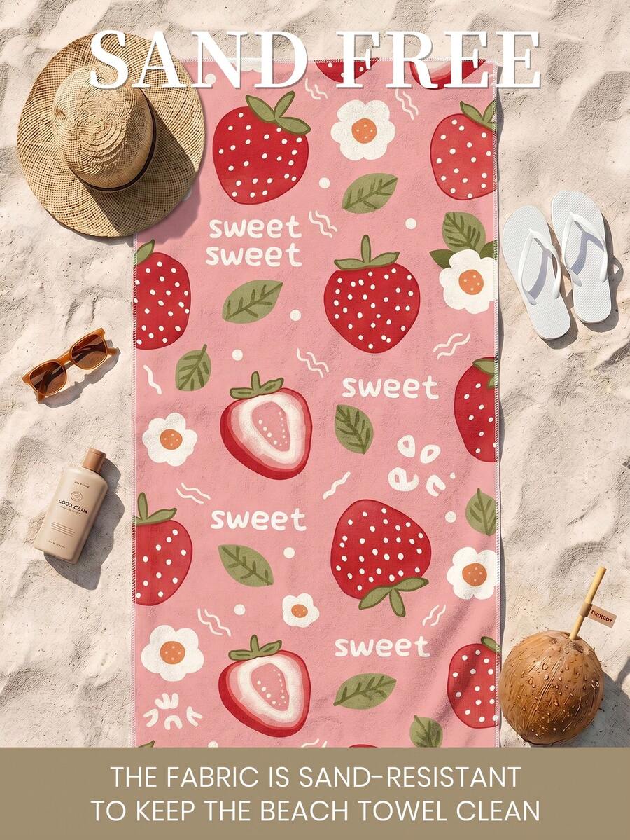 1pc Printed Beach Towel, Summer Fruit Pattern Swimwear