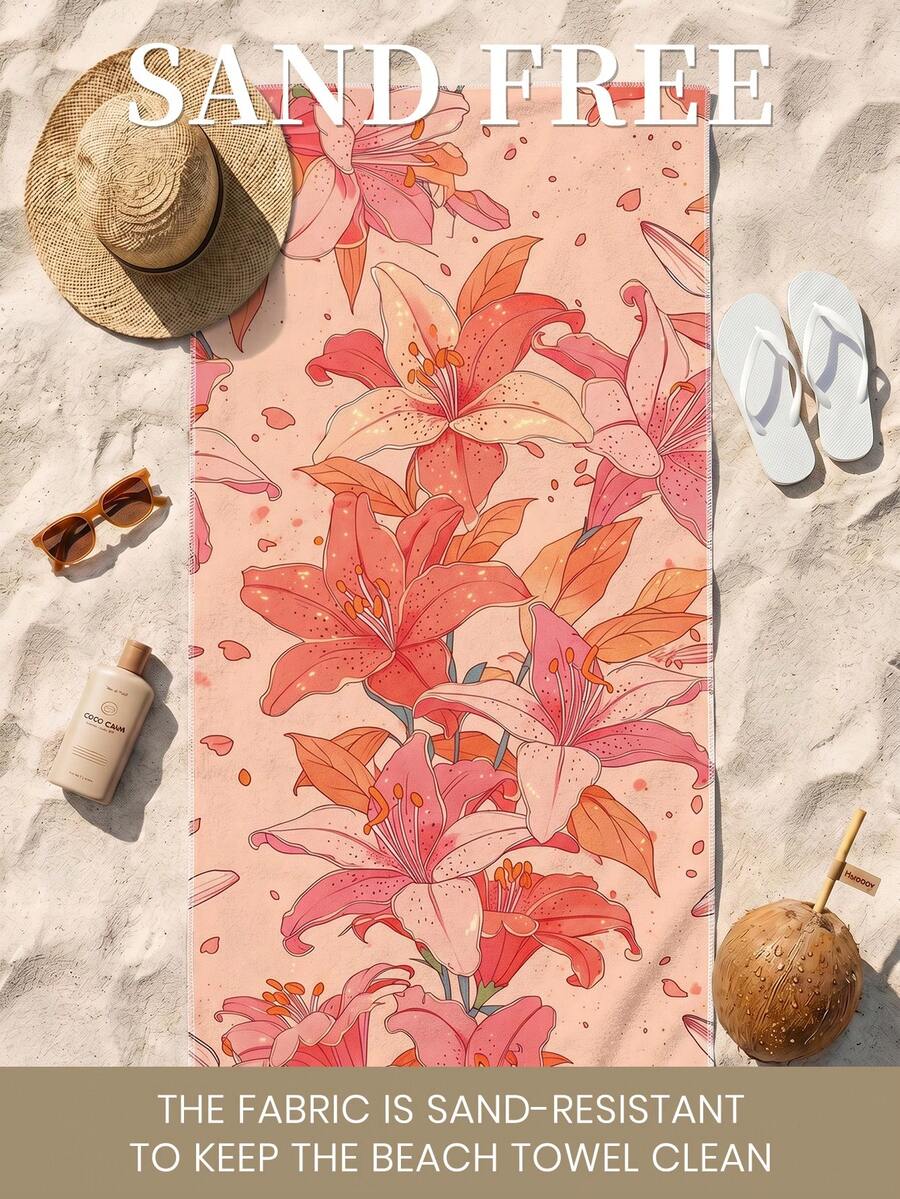 1pc Printed Beach Towel, Summer Fruit Pattern Swimwear