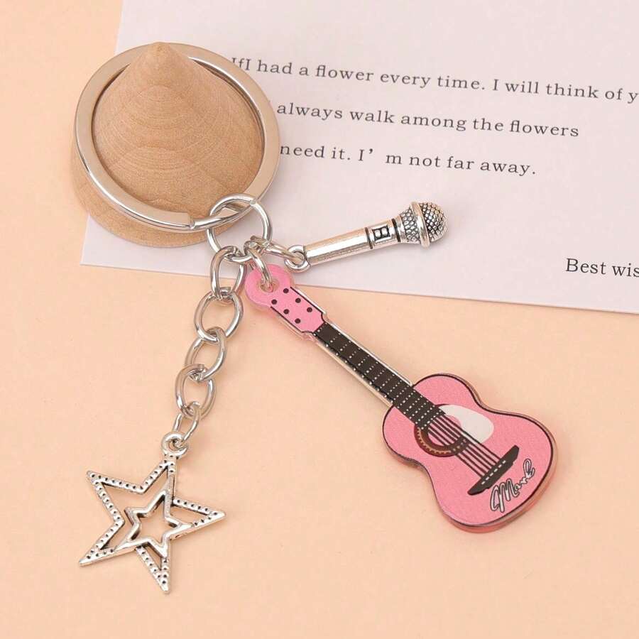 Guitar & Star Shaped Fashionable Keychain Bag
