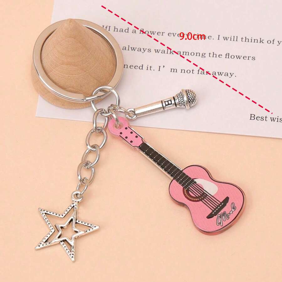 Guitar & Star Shaped Fashionable Keychain Bag