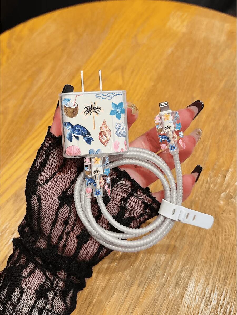 Cute Sea Turtle Design Charger Data Cable Protector Case