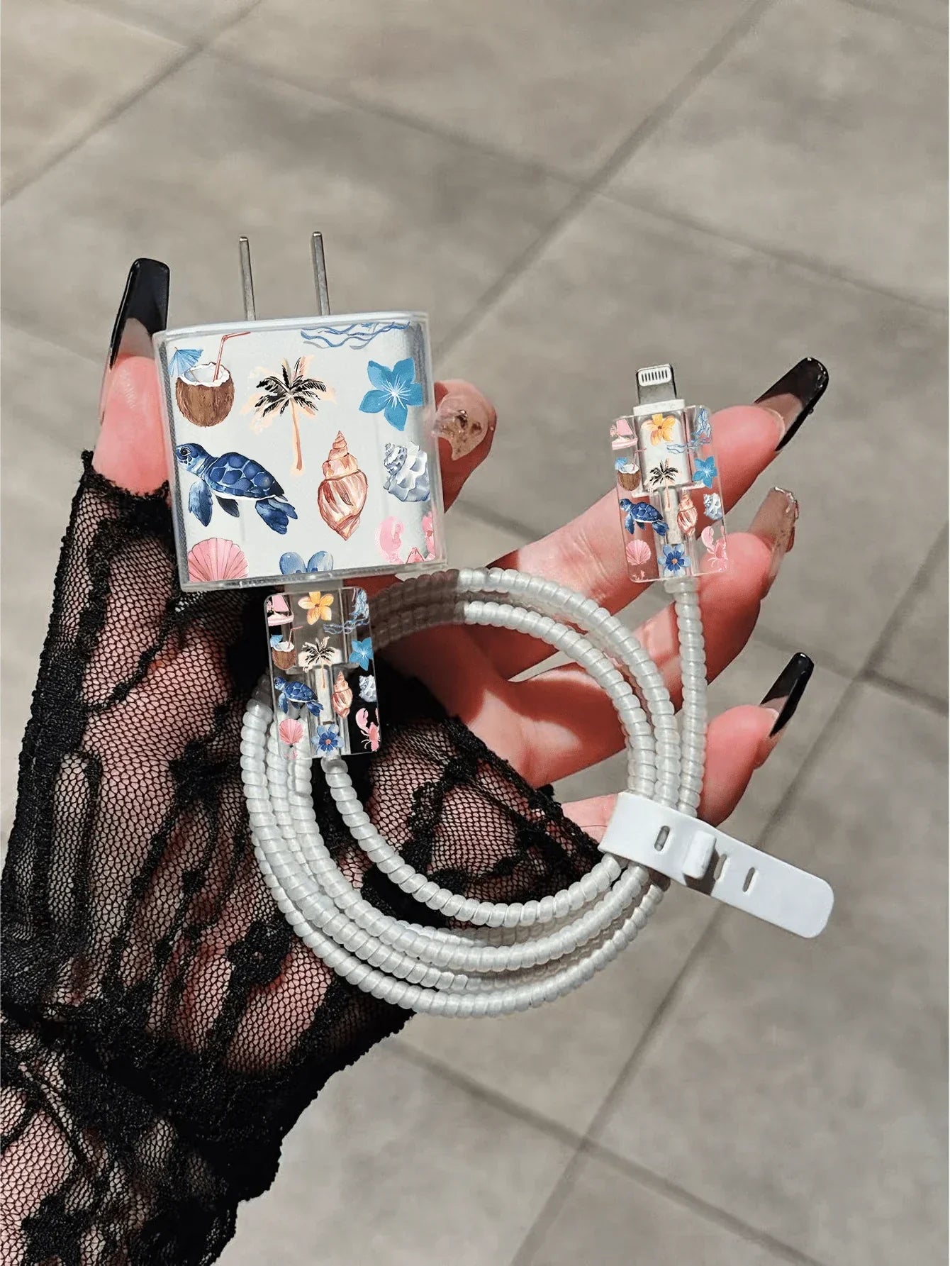 Cute Sea Turtle Design Charger Data Cable Protector Case