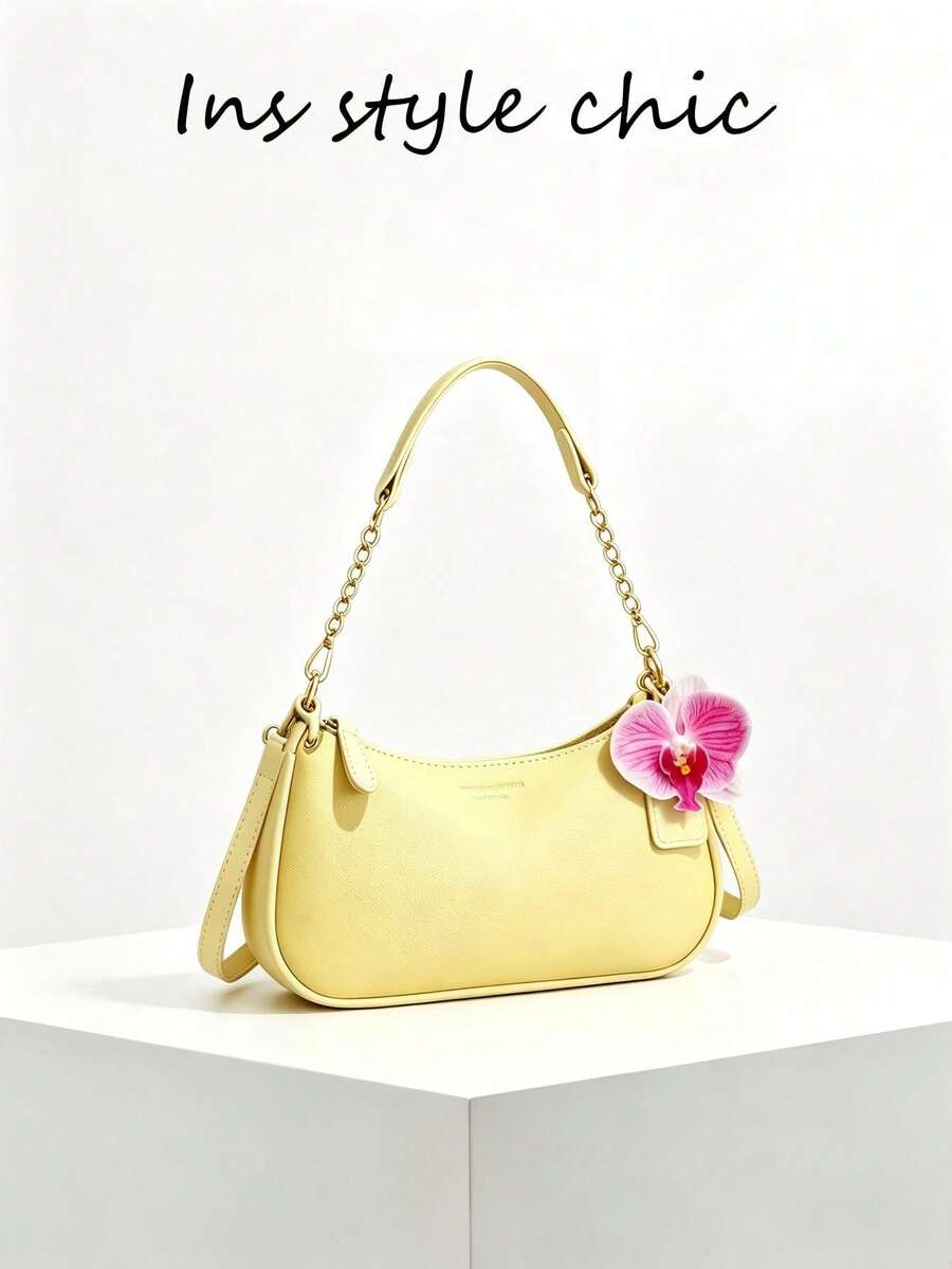 White Ladies' Shoulder Bag Made Of PU Material