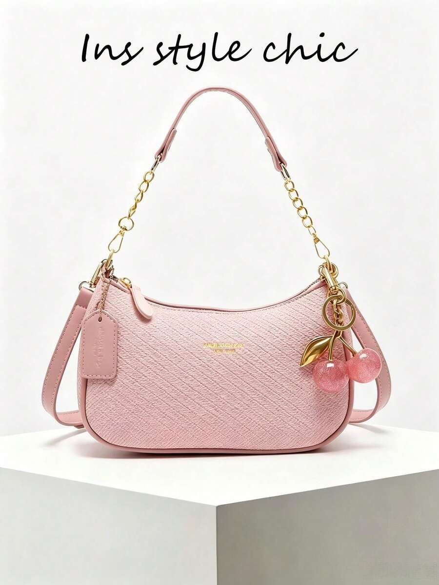 White Ladies' Shoulder Bag Made Of PU Material