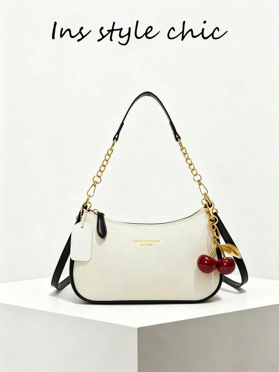 White Ladies' Shoulder Bag Made Of PU Material