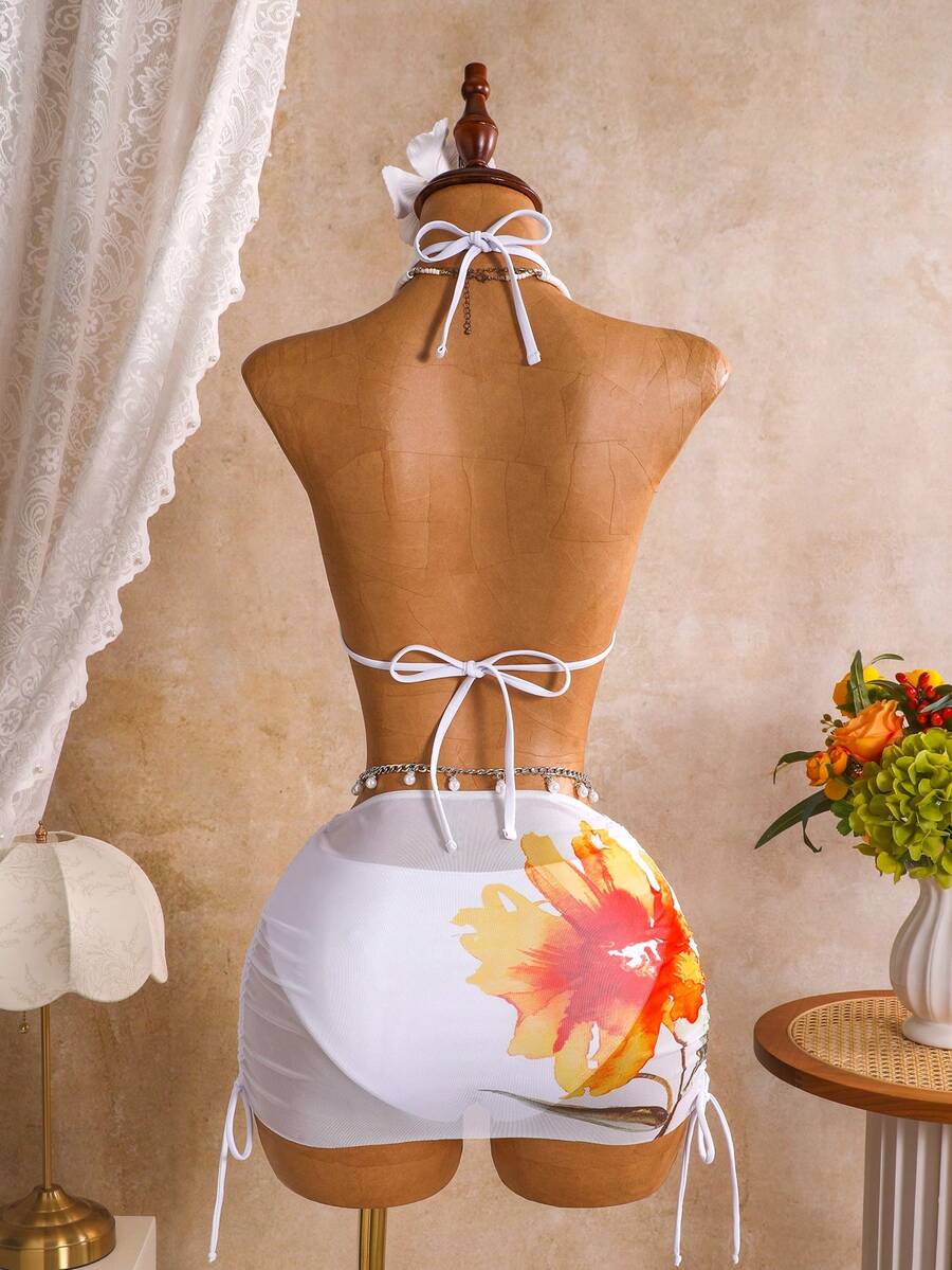 Tie Side Bikini 3-Piece Swimwear For Women