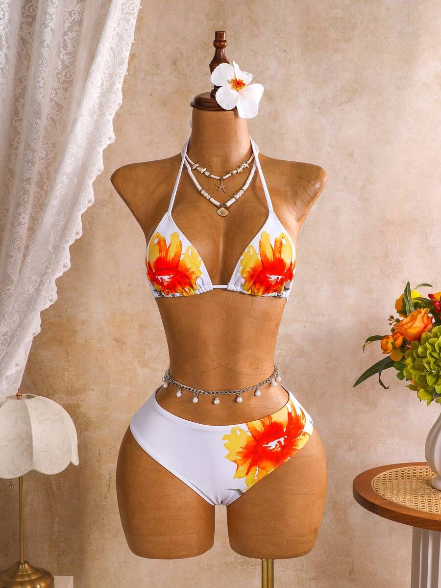 Tie Side Bikini 3-Piece Swimwear For Women