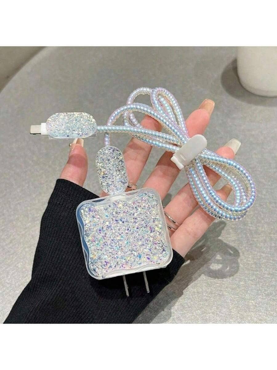 5pcs Glitter TPU Phone Charger Protective Covers