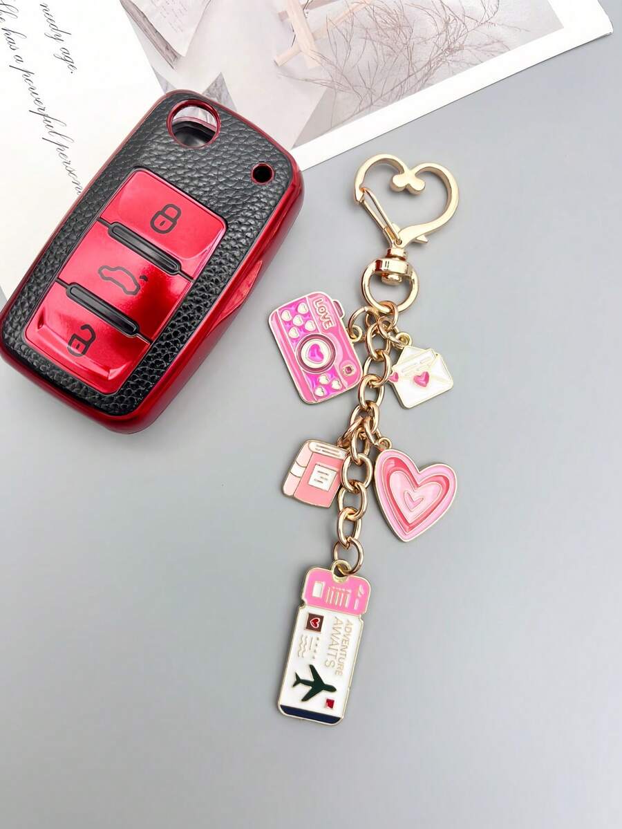 1pc Elegant Pink Bow Travel Keychain Pendant