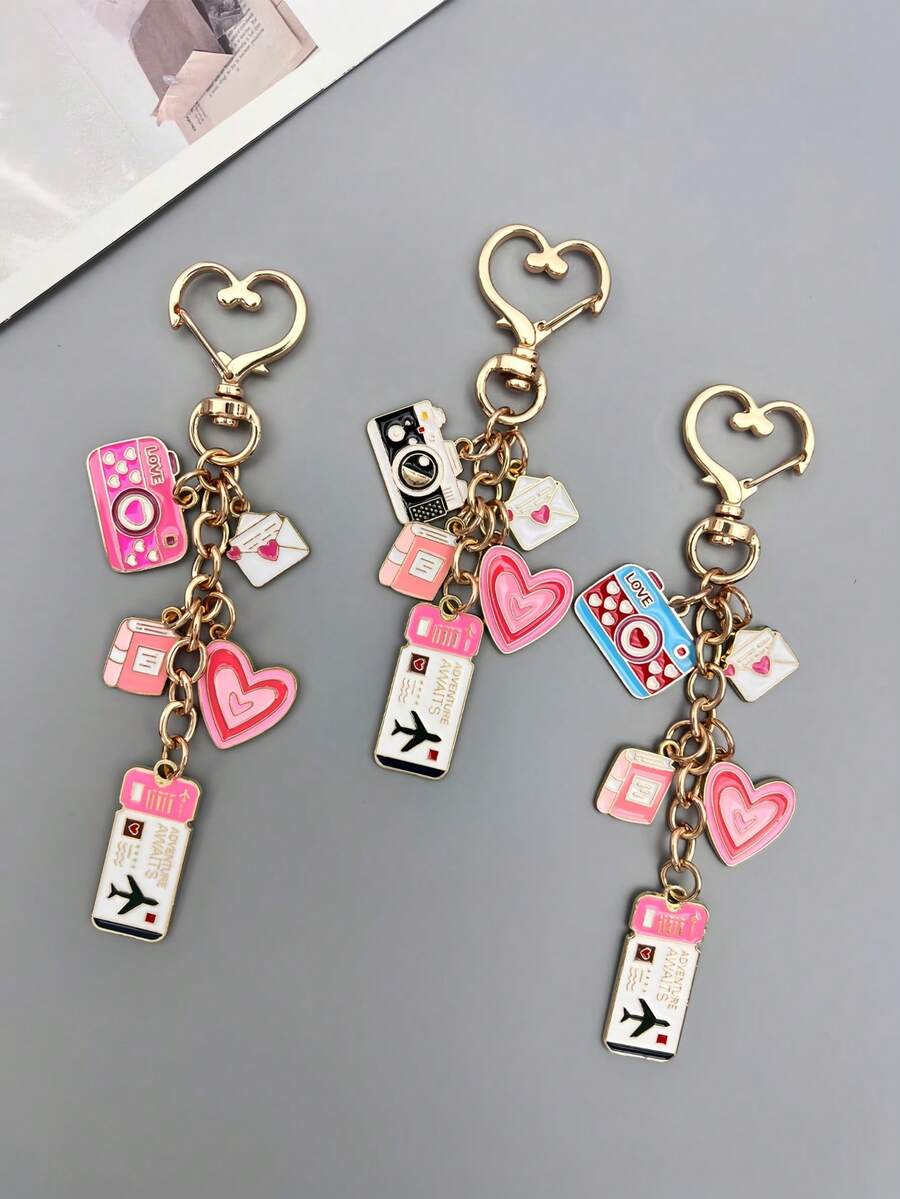 1pc Elegant Pink Bow Travel Keychain Pendant
