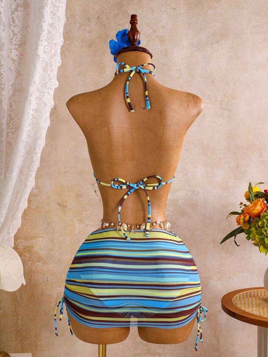 Tie Side Bikini 3-Piece Swimwear For Women