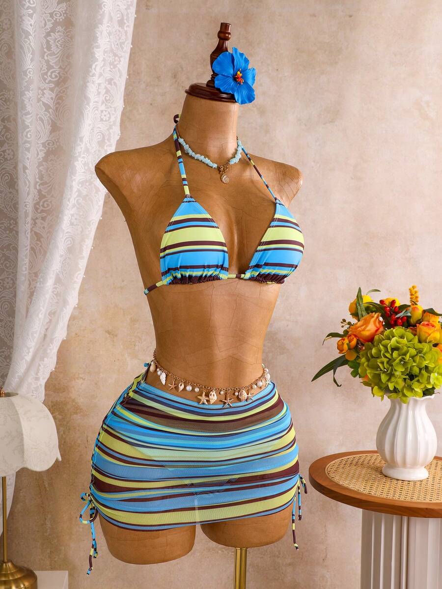 Tie Side Bikini 3-Piece Swimwear For Women