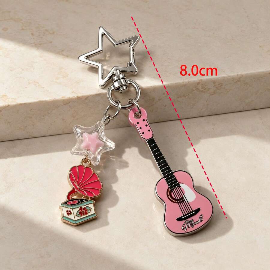 Guitar & Star Shaped Fashionable Keychain Bag