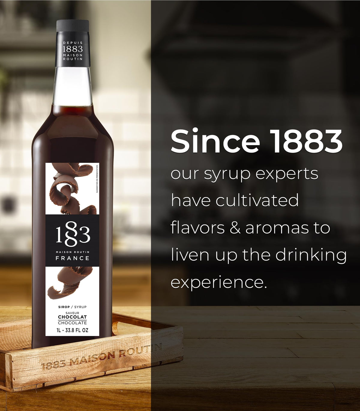 1883 Chocolate Syrup for Drinks — Made in France, 1 L Glass Bottle | 1883 MAISON ROUTIN