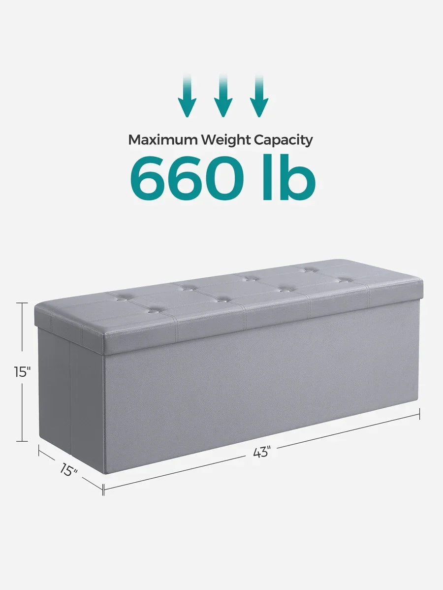 SONGMICS 43 Inches Folding Storage Ottoman Bench Storage