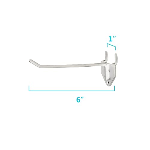 NectaCol 30 Packs 6" Long Metal Pegboard Hooks, Standard Pegboard Panel Hooks is Fit to Peg Board Panels and Pegboard Display Stand, White - size: 6 Inch