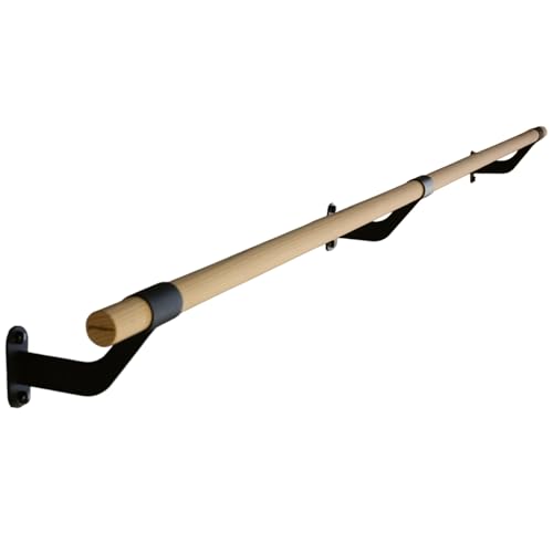 Wall-Mounted Ballet Barre for Home Dance, Exercise, Fitness, Stretching - Made in USA - size: 8 ft (4+4 combo barre)