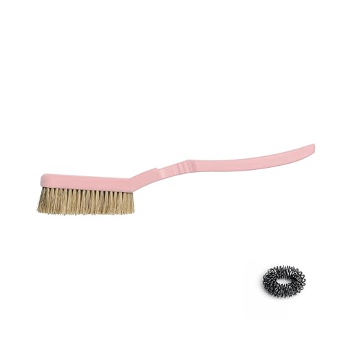 Rock Climbing & Bouldering Brush, Ergonomic, High Density Wild Boar's Thick Hair Bristles, 100% Recyclable, Strong Outdoor & Indoor Free Spiky Ring, Pink - color: Pink