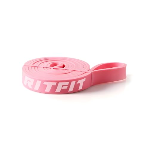 RitFit Pull Up Assist Band in Natural Latex for Stretching and Mobility | Resistance Band,Eco-Friendly Latex, Pull-Ups Powerlifting, Physical Therapy Rehab, Full-Body Training, Mobility Training - color: Pink