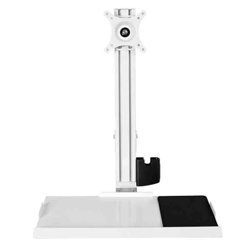 Monitor Stand- White Wall-Mounted Single Arm Dual Monitor Bracket for Screen 15-27 Inches with Keyboard and Mouse Tray Engineering