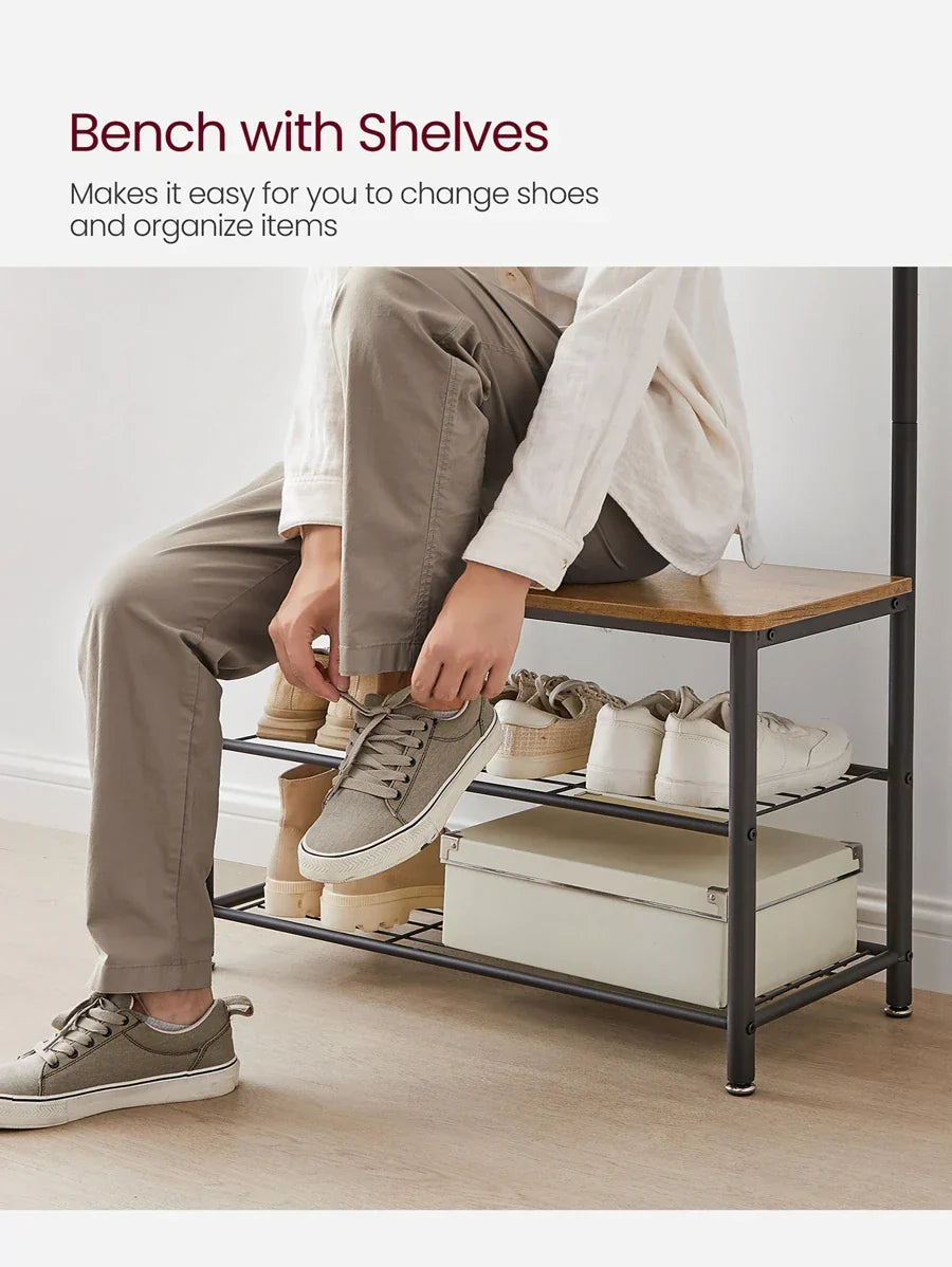 VASAGLE Coat Rack, Hall Tree With Shoe Storage Bench